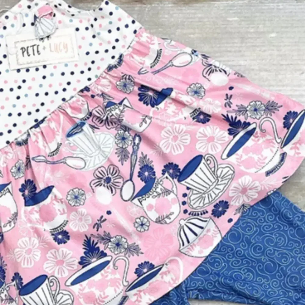 PETE + LUCY Vintage Tea 2 Piece Babydoll Top and Capris Set 2T